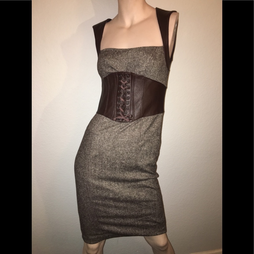 Leather Waist cincher corset belt Bebe dress. NWOT